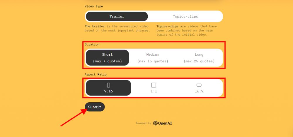 Select Video Duration and Aspect Ratio