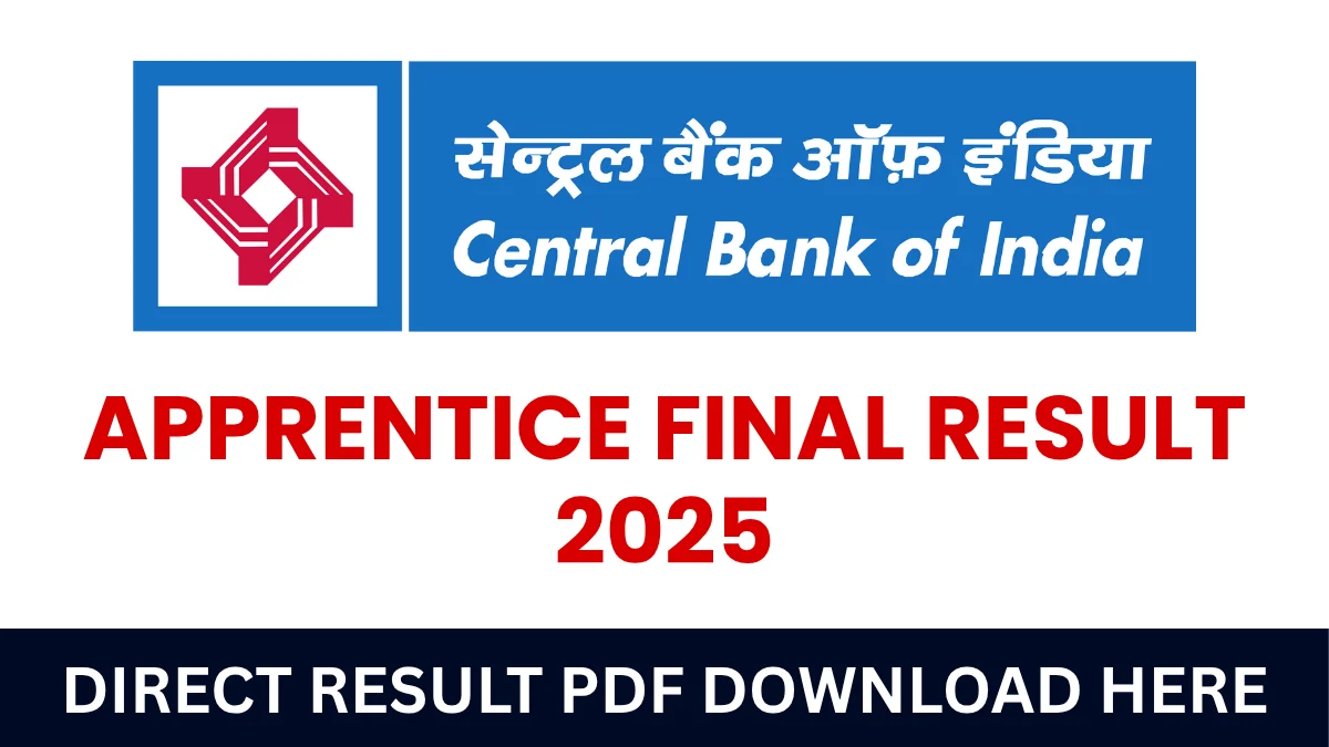 Central Bank of India Apprentice Final Result 2025